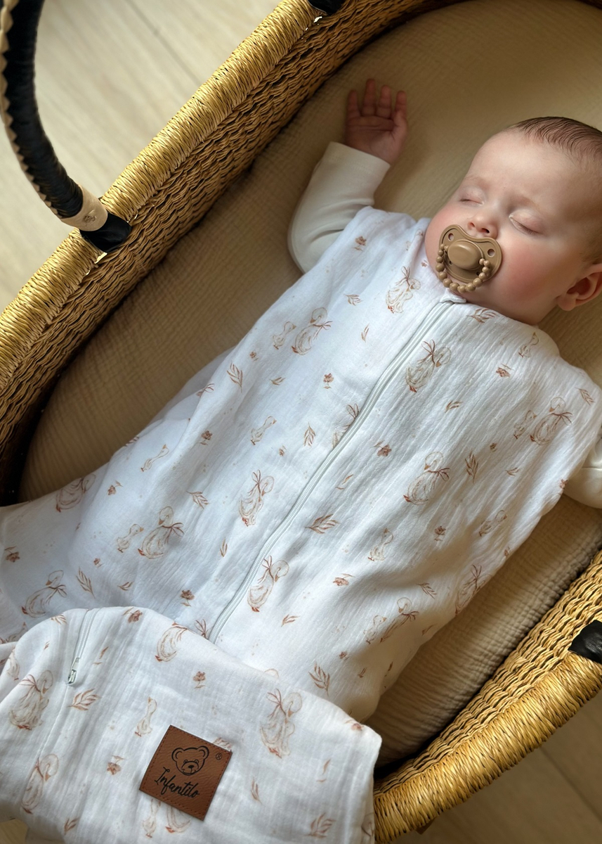 Śpiworek do spania muślinowy PREMIUM light MOMMY GOOSE