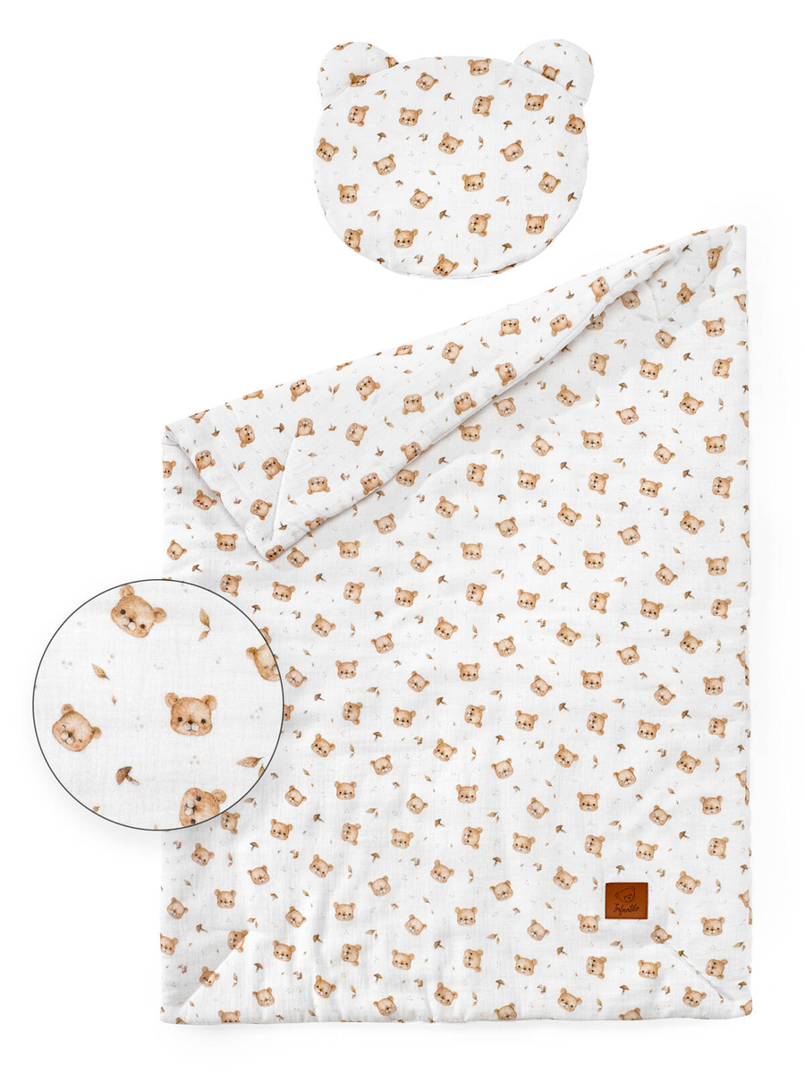 Komplet MUŚLINOWY + poduszka TEDDY "TEDDY BEAR"