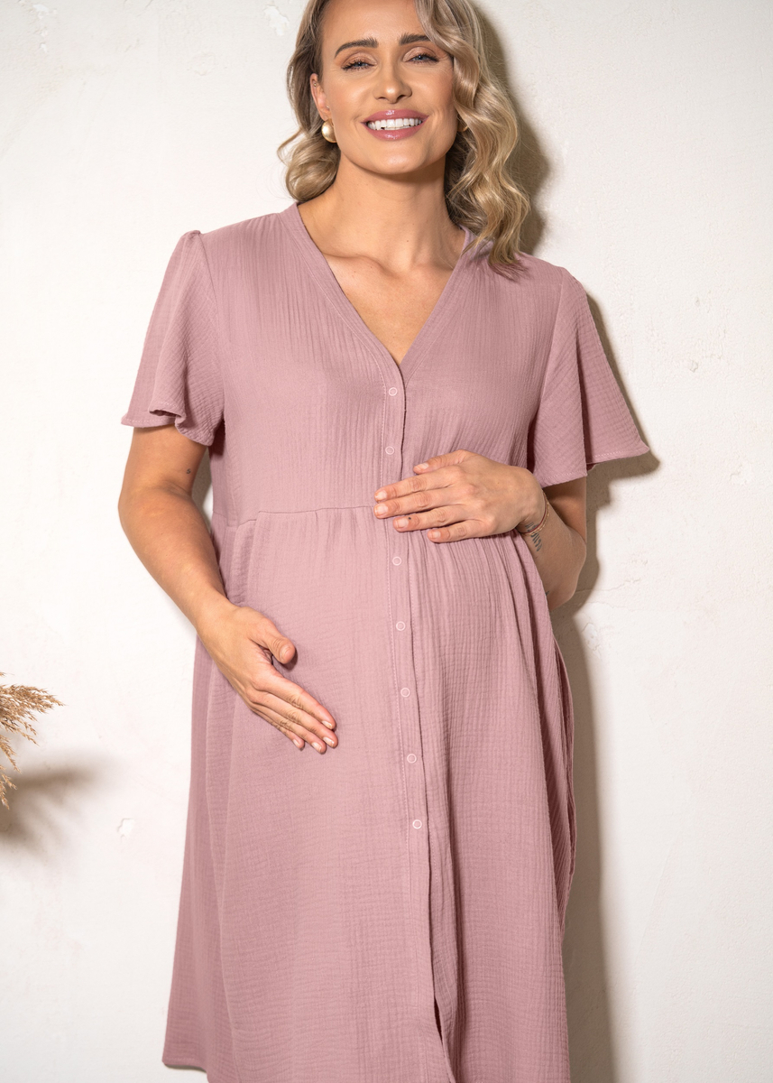 Koszula do porodu i karmienia MUŚLINOWA MIST roz. XXL