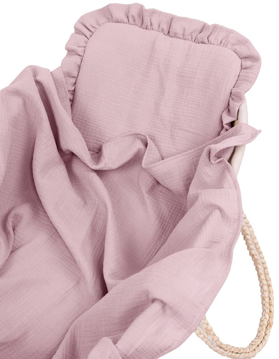 Komplet letni poduszka z falbanką i otulacz MUŚLIN