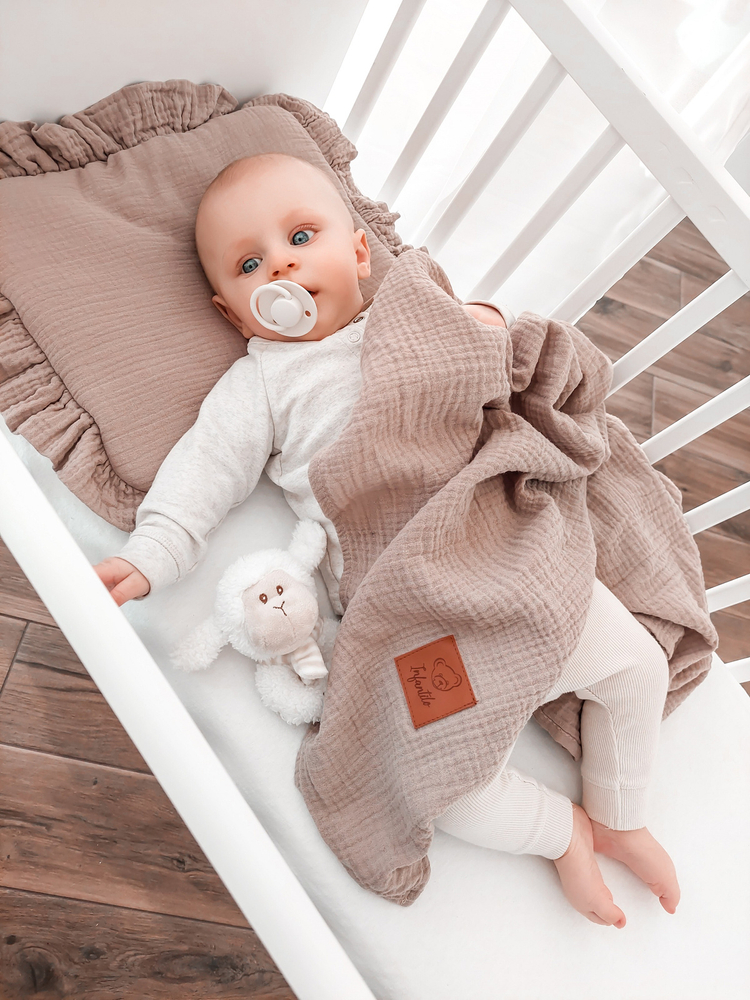 Komplet letni poduszka z falbanką i otulacz MUŚLIN