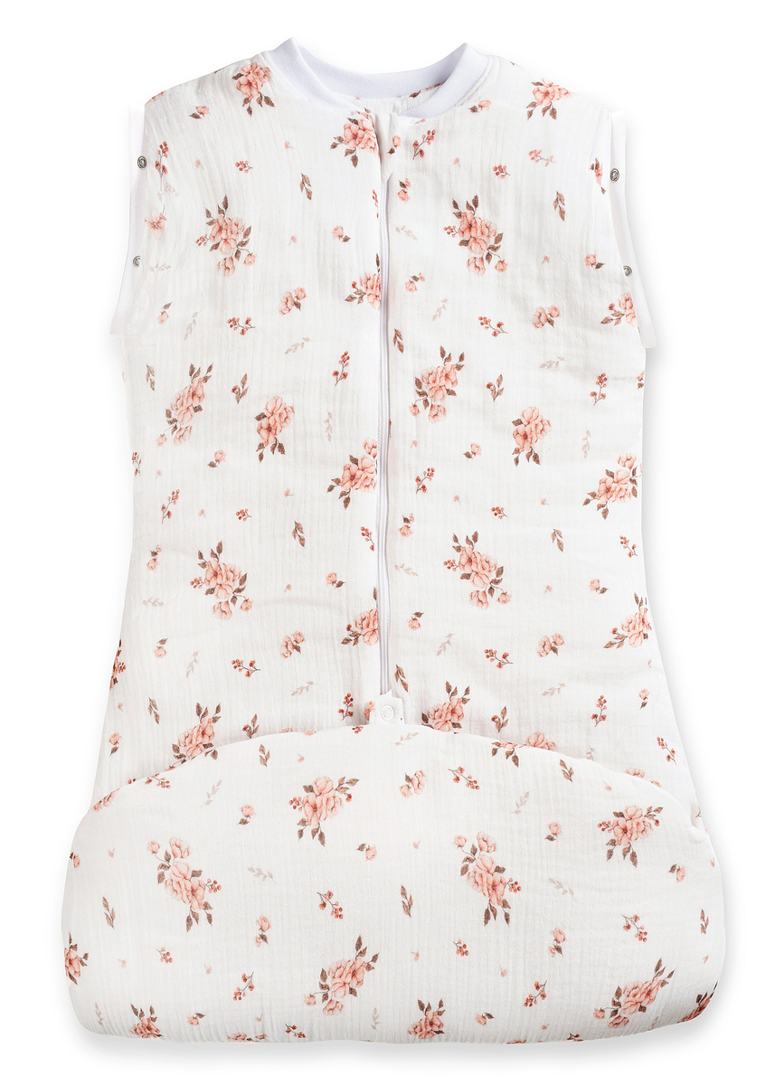 Śpiworek do spania muślinowy PREMIUM light LITTLE FLOWERS