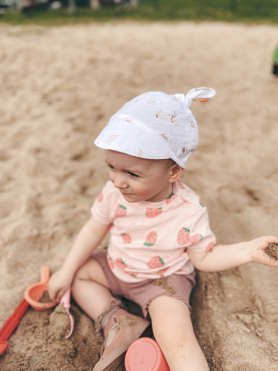 Chusteczka na głowę z daszkiem MUŚLIN PRINT