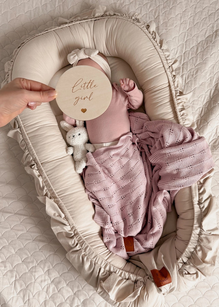 KOKON niemowlęcy BAWEŁNIANY z falbanką