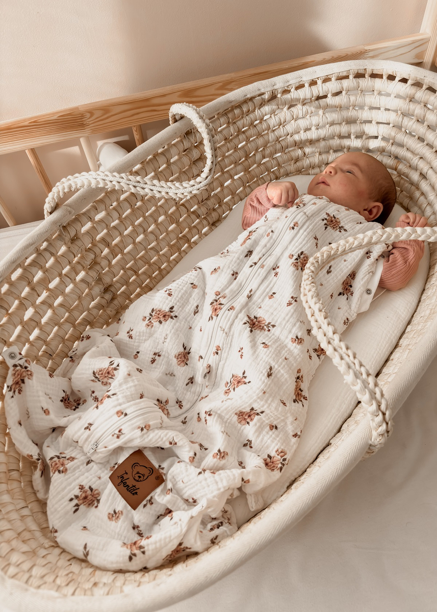 Śpiworek do spania muślinowy PREMIUM light LITTLE FLOWERS