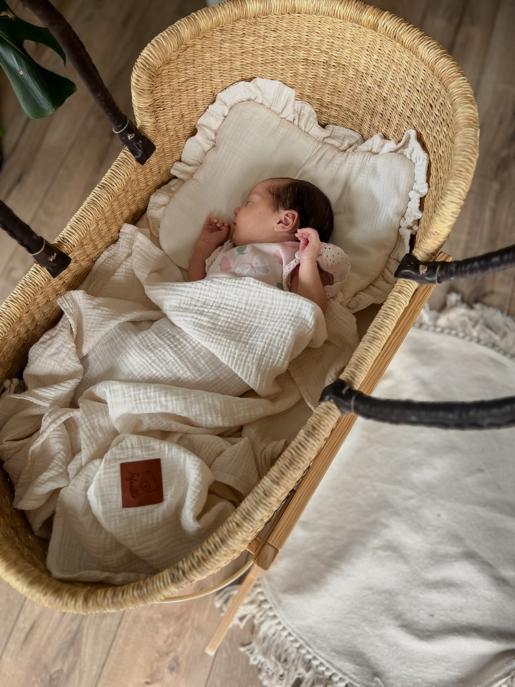 Komplet letni poduszka z falbanką i otulacz MUŚLIN