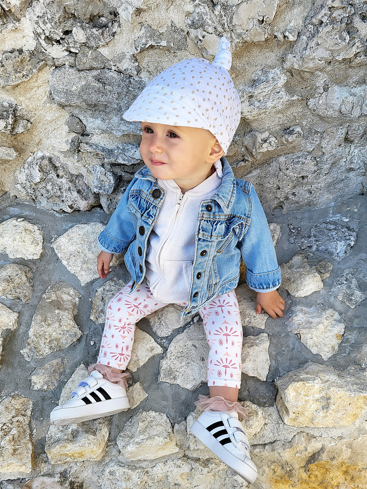 Chusteczka na głowę z daszkiem MUŚLIN DOTS