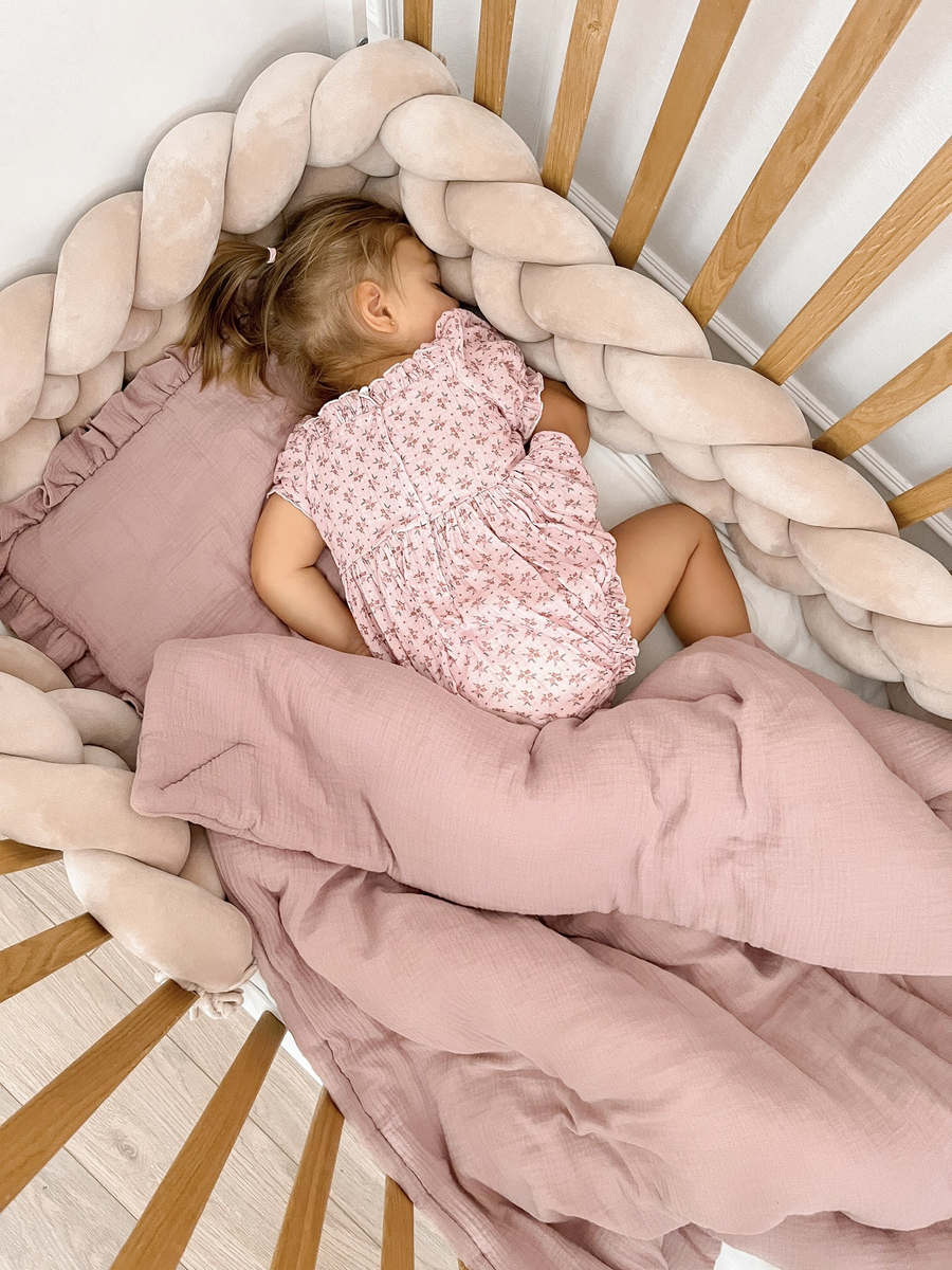 POŚCIEL MUŚLINOWA z falbanką 120x90 kołderka + poduszka WYPEŁNIENIE