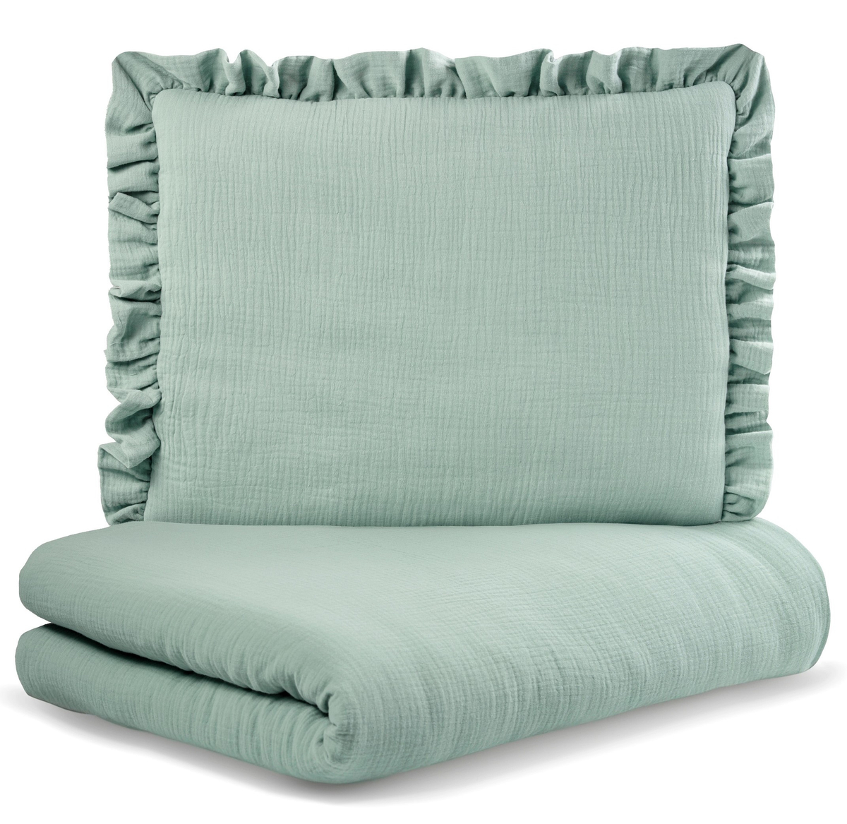 POŚCIEL MUŚLINOWA z falbanką 120x90 kołderka + poduszka WYPEŁNIENIE