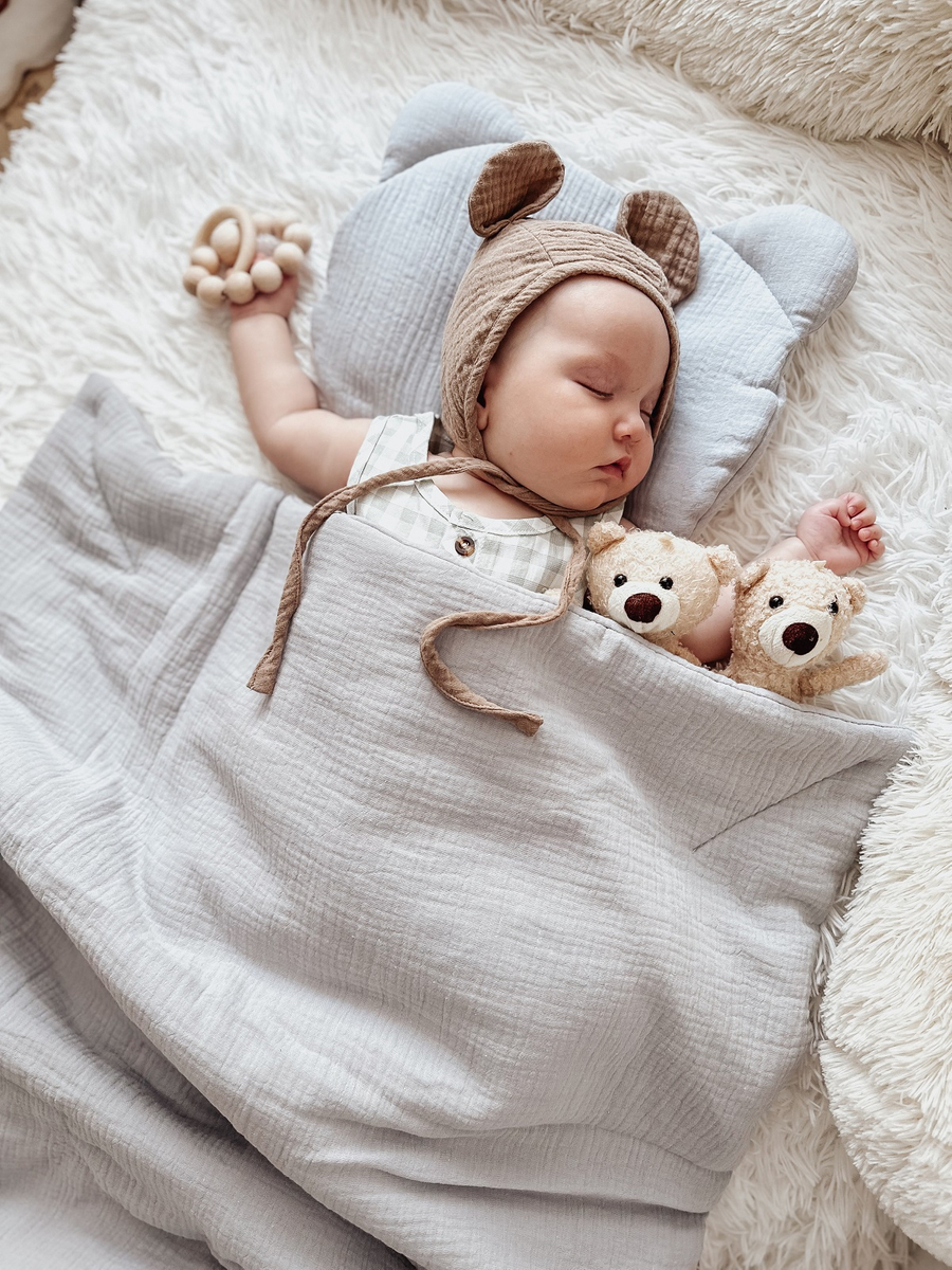 Komplet MUŚLINOWY + poduszka TEDDY
