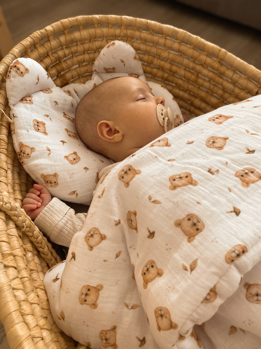 Komplet MUŚLINOWY + poduszka TEDDY "TEDDY BEAR"