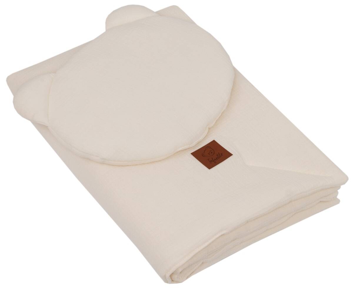 Komplet MUŚLINOWY + poduszka TEDDY