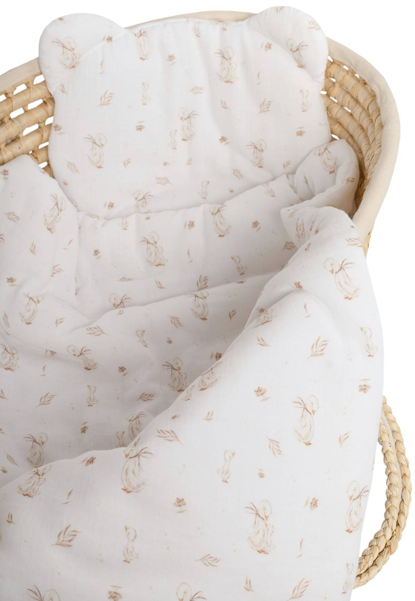 Komplet MUŚLINOWY + poduszka TEDDY "MOMMY GOOSE"