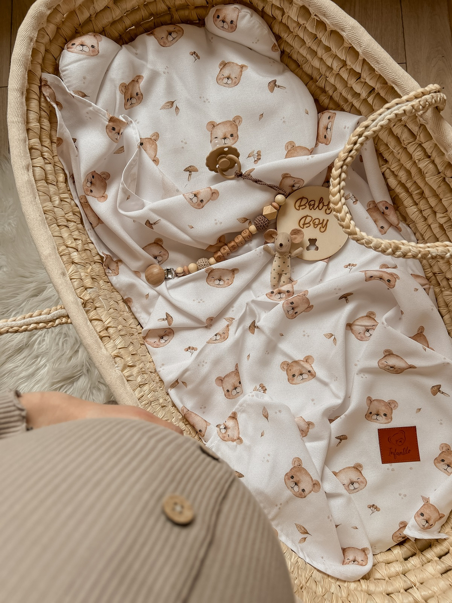 Komplet letni poduszka miś i otulacz BAMBUS