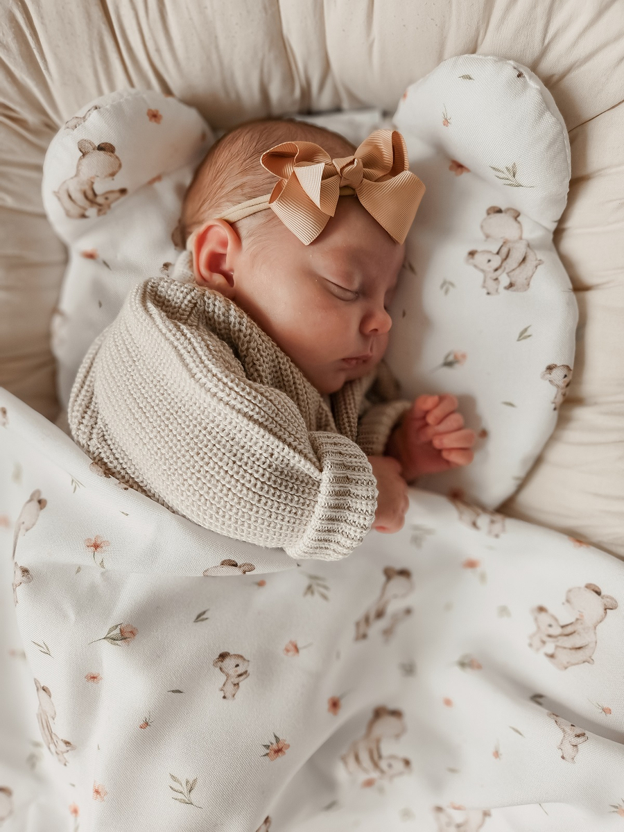 Komplet letni poduszka miś i otulacz BAMBUS