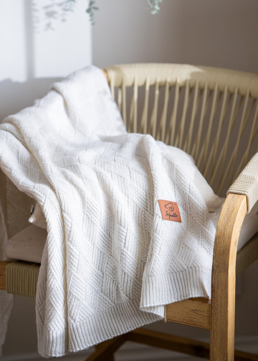 Kocyk dla niemowlaka z WEŁNY MERINO 80x100