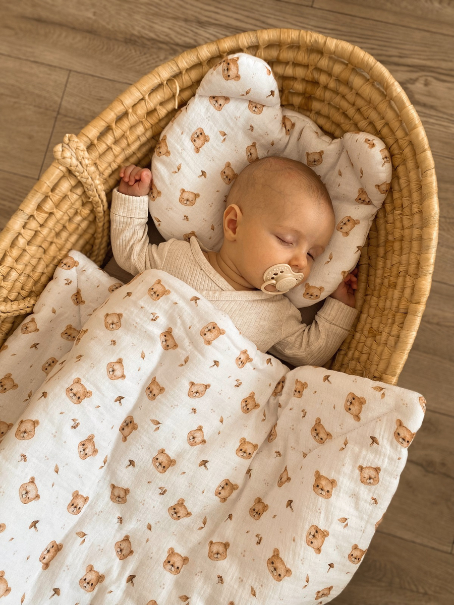 Komplet MUŚLINOWY + poduszka TEDDY "TEDDY BEAR"