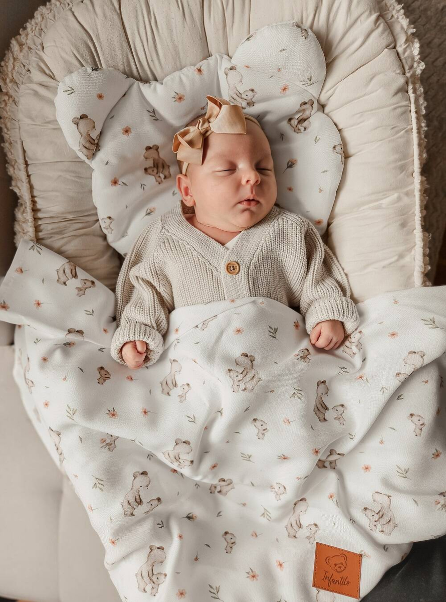 Komplet letni poduszka miś i otulacz BAMBUS