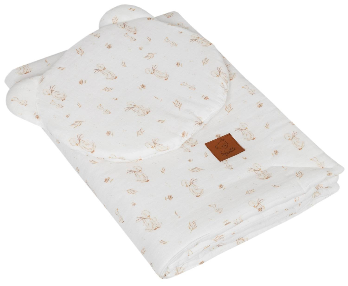 Komplet MUŚLINOWY + poduszka TEDDY "MOMMY GOOSE"