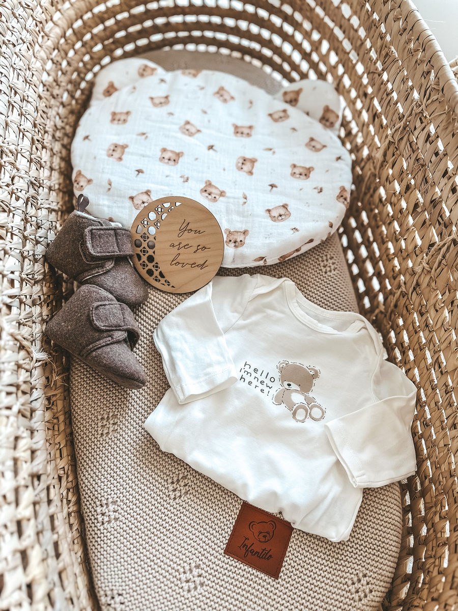 Komplet MUŚLINOWY + poduszka TEDDY "TEDDY BEAR"