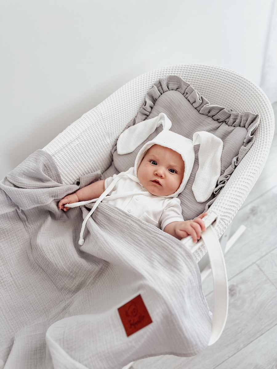 Komplet letni poduszka z falbanką i otulacz MUŚLIN