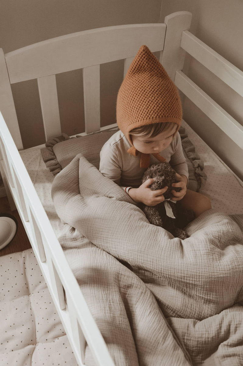 POŚCIEL MUŚLINOWA z falbanką 120x90 kołderka + poduszka WYPEŁNIENIE