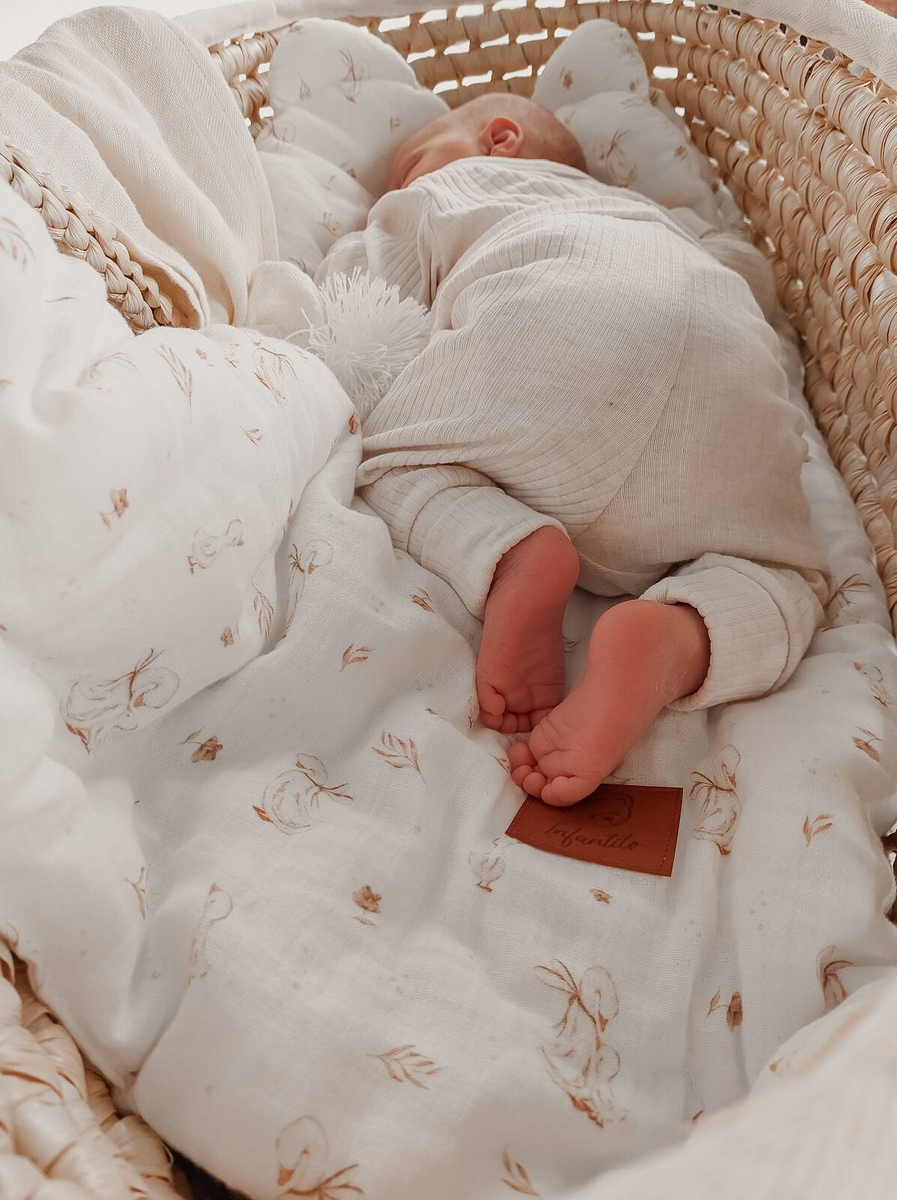 Komplet MUŚLINOWY + poduszka TEDDY "MOMMY GOOSE"