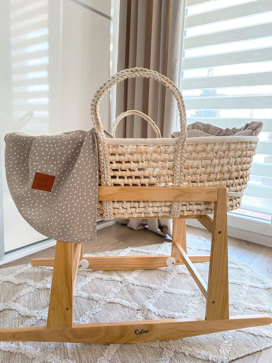 Komplet letni poduszka z falbanką i otulacz MUŚLIN DOTS