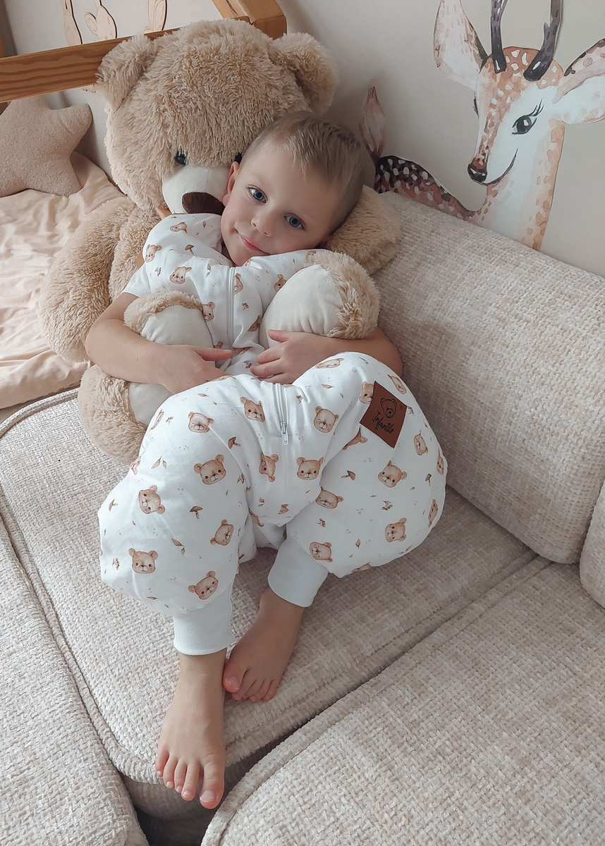 Śpiworek z nogawkami do spania KIDS z bawełny SATYNOWEJ 18-36m