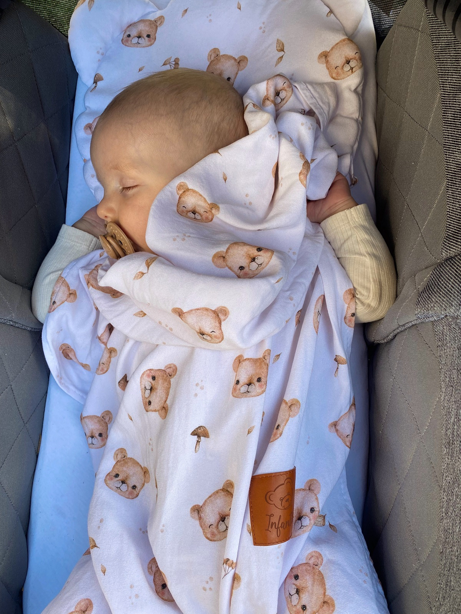 Komplet letni poduszka miś i otulacz BAMBUS