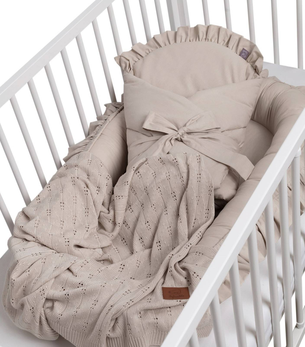 KOKON niemowlęcy BAWEŁNIANY z falbanką