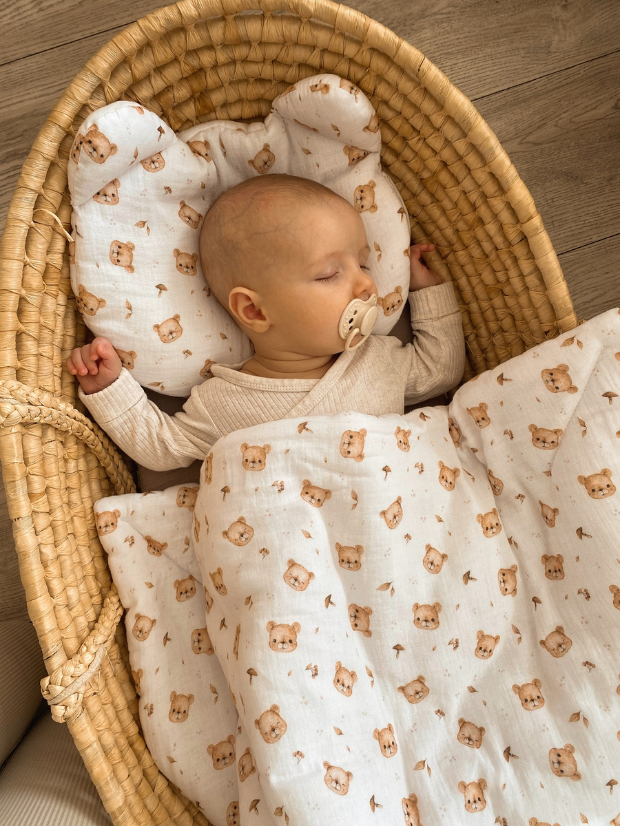 Komplet MUŚLINOWY + poduszka TEDDY "TEDDY BEAR"