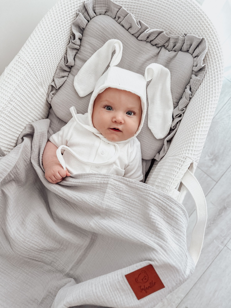 Komplet letni poduszka z falbanką i otulacz MUŚLIN