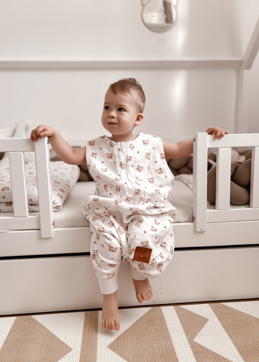 Śpiworek do spania muślinowy z nogawkami KIDS SOFT light TEDDY BEAR
