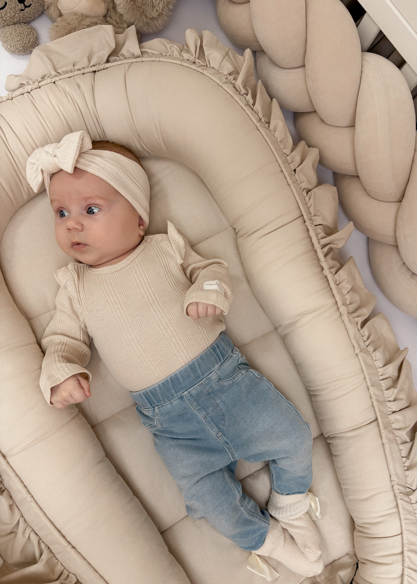 KOKON niemowlęcy BAWEŁNIANY z falbanką