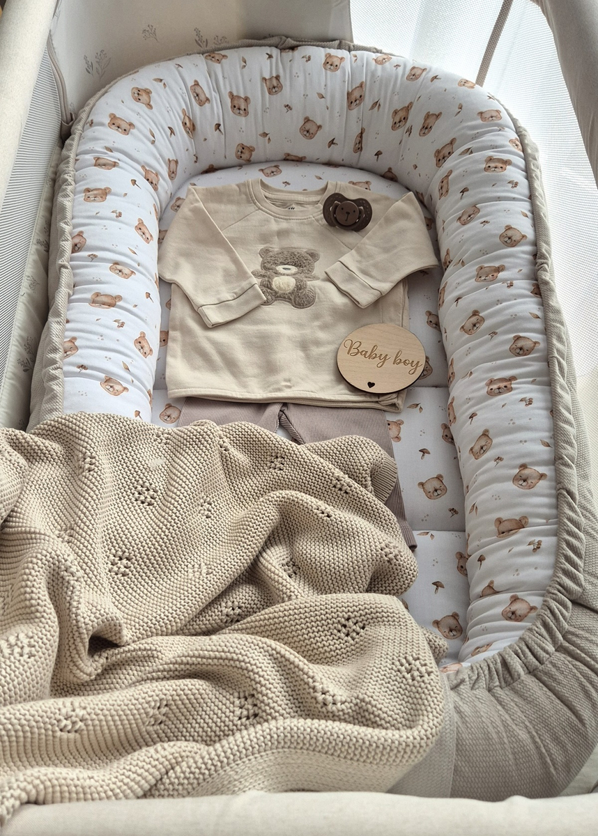 KOKON niemowlęcy PREMIUM bawełna satynowa + velvet