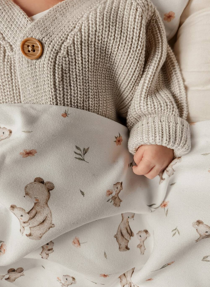 Komplet letni poduszka miś i otulacz BAMBUS