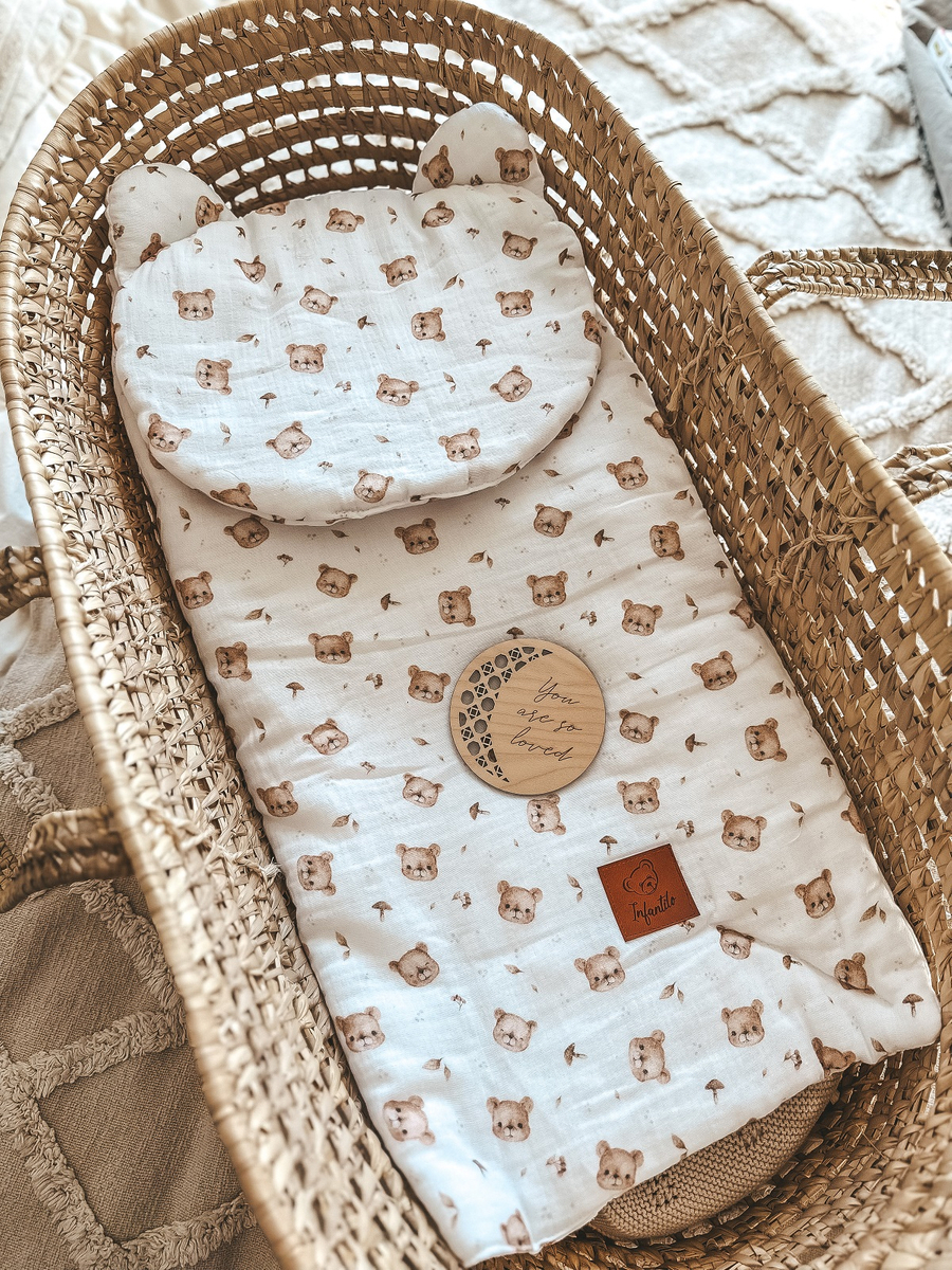 Komplet MUŚLINOWY + poduszka TEDDY "TEDDY BEAR"