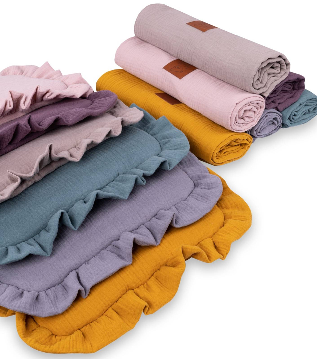 Komplet letni poduszka z falbanką i otulacz MUŚLIN