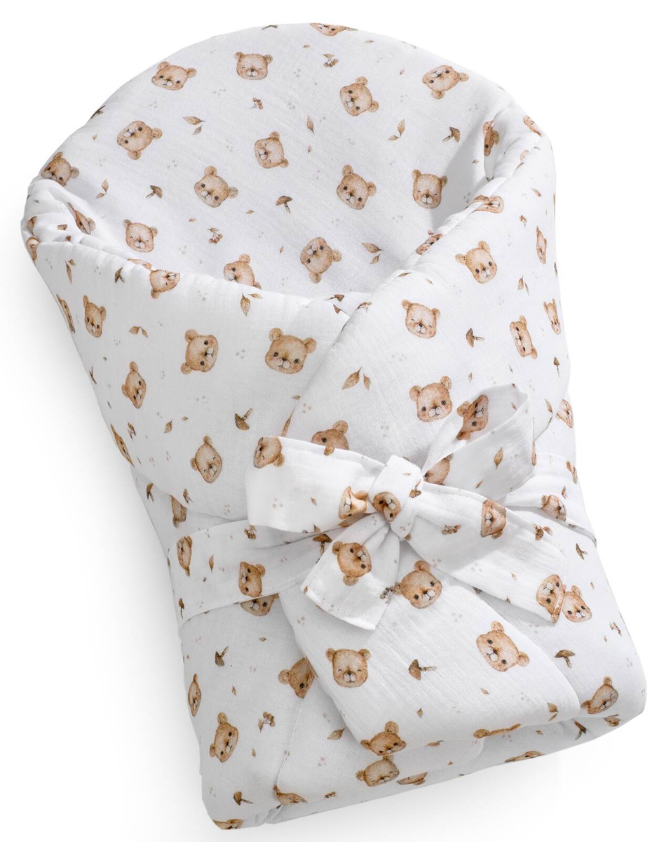 Rożek usztywniany MUŚLINOWY "TEDDY BEAR"