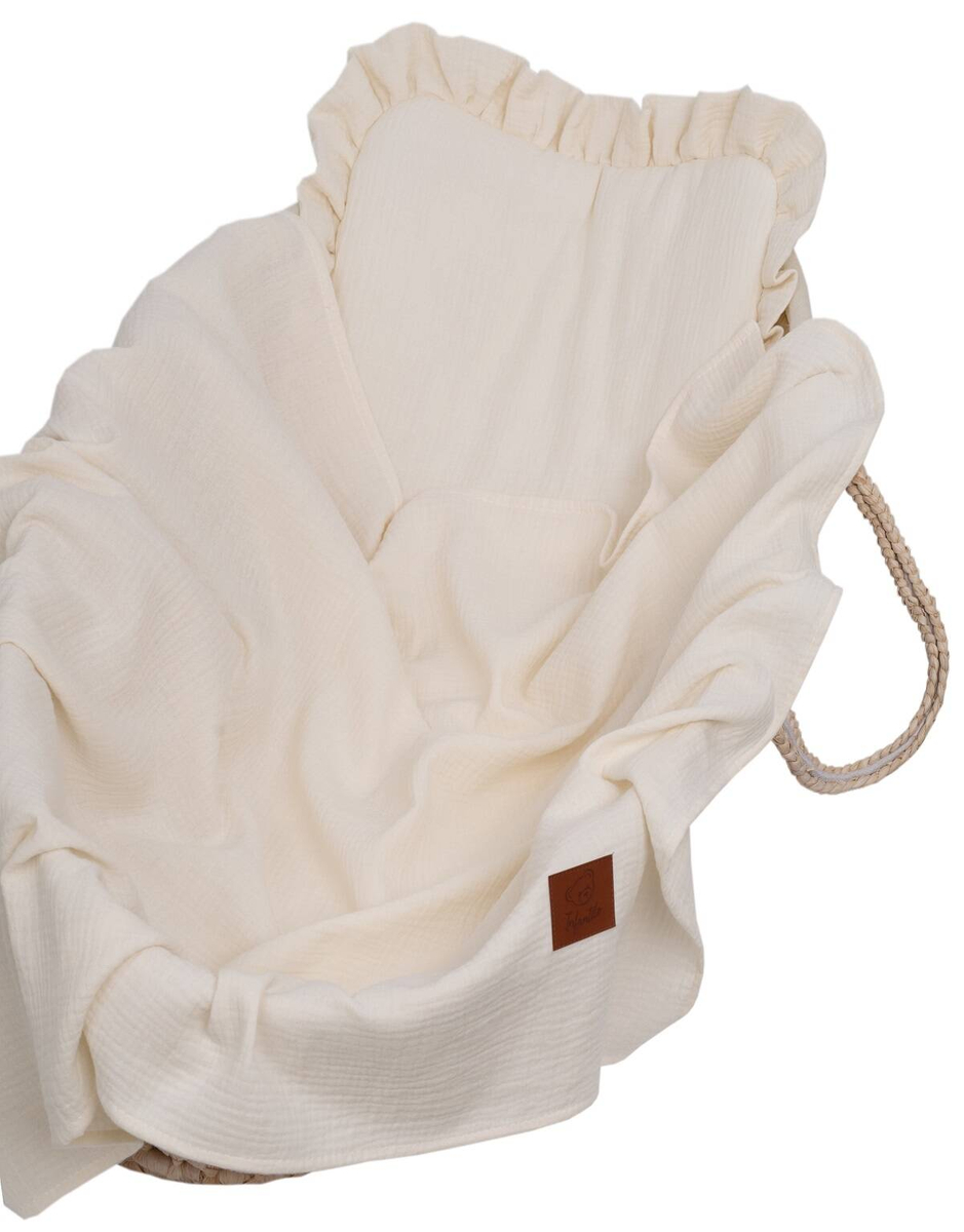 Komplet letni poduszka z falbanką i otulacz MUŚLIN