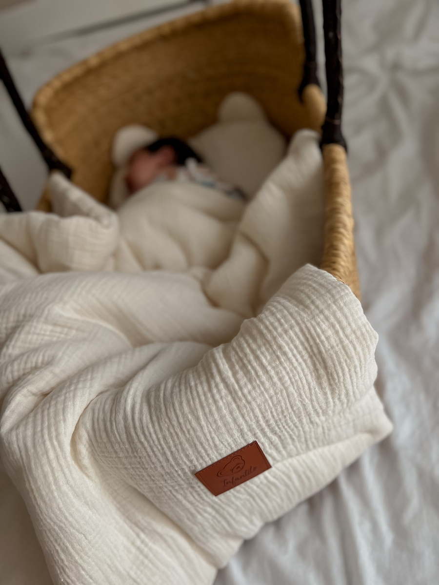 Komplet MUŚLINOWY + poduszka TEDDY