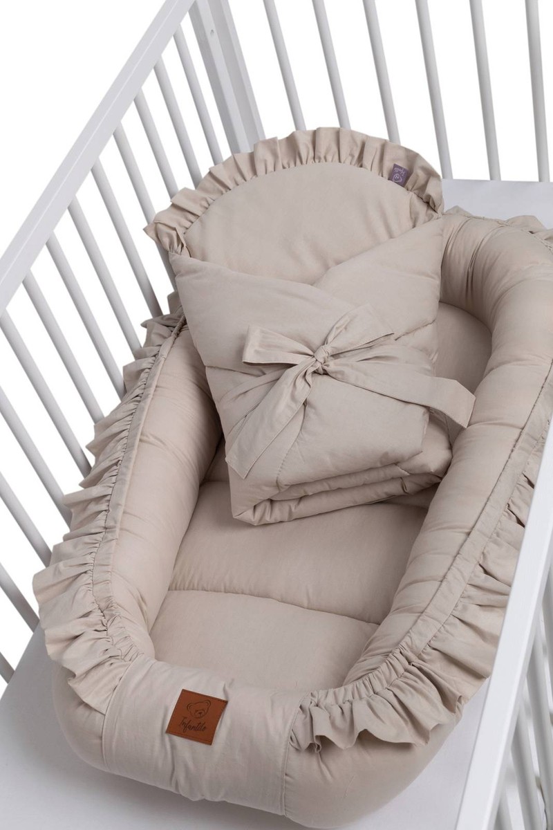 KOKON niemowlęcy BAWEŁNIANY z falbanką