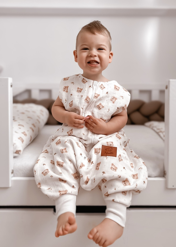 Śpiworek do spania muślinowy z nogawkami KIDS SOFT light TEDDY BEAR