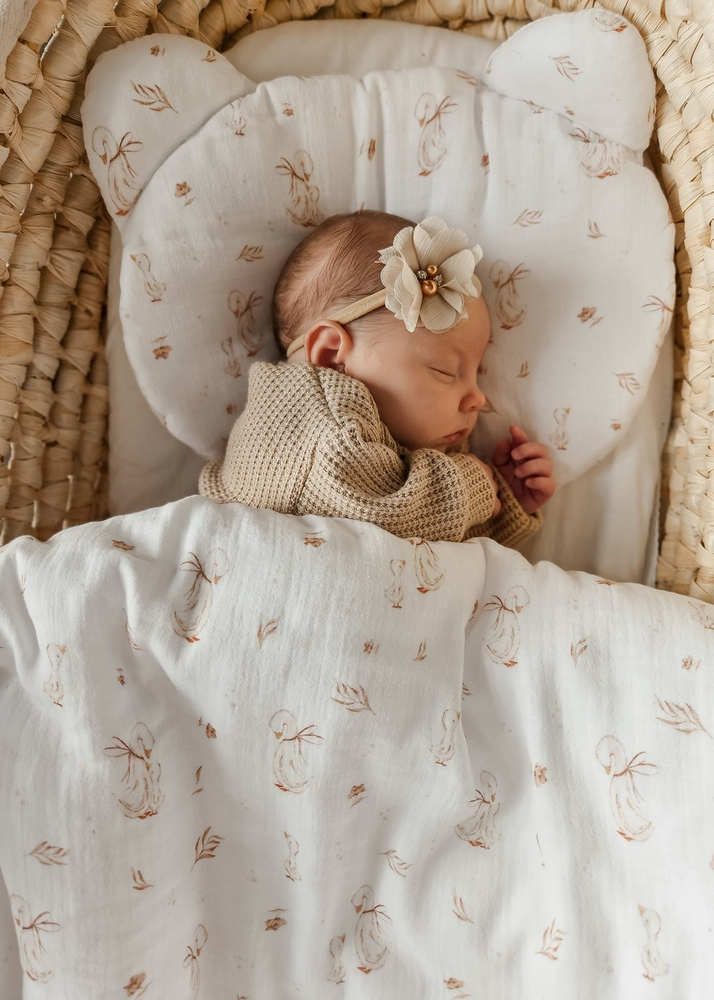 Komplet MUŚLINOWY + poduszka TEDDY "MOMMY GOOSE"