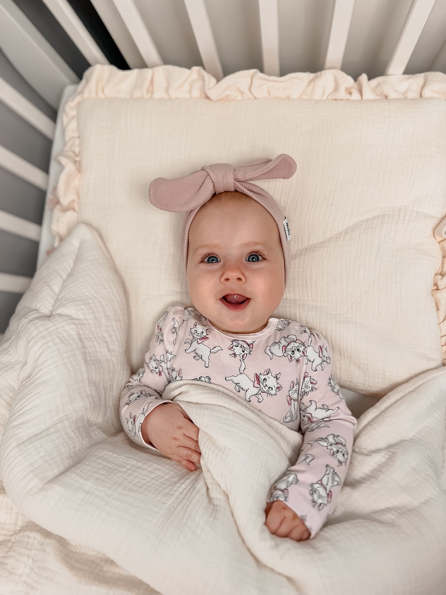 POŚCIEL MUŚLINOWA z falbanką 120x90 kołderka + poduszka WYPEŁNIENIE