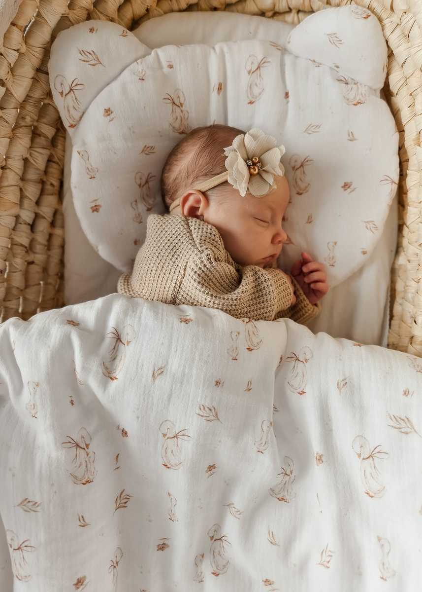 Komplet MUŚLINOWY + poduszka TEDDY "MOMMY GOOSE"