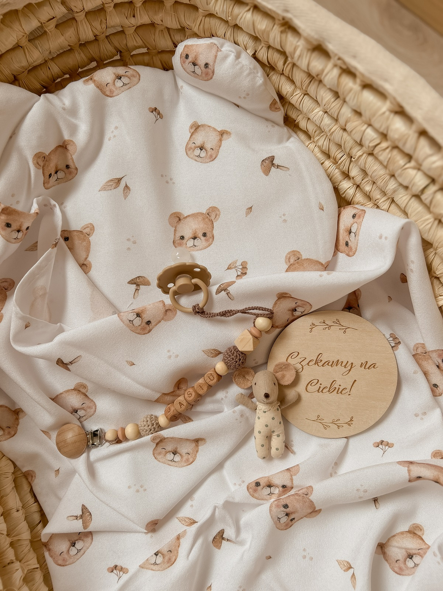 Komplet letni poduszka miś i otulacz BAMBUS
