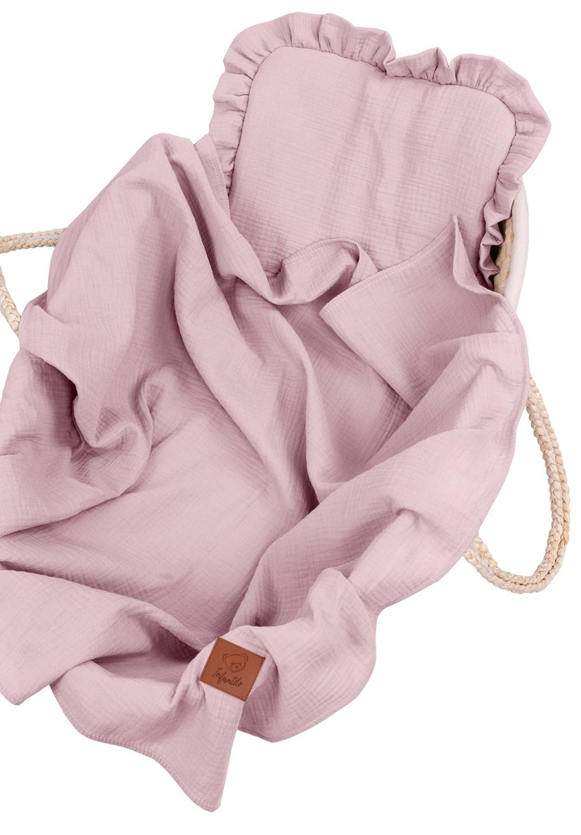 Komplet letni poduszka z falbanką i otulacz MUŚLIN