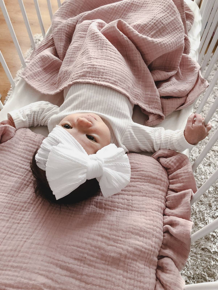 Komplet letni poduszka z falbanką i otulacz MUŚLIN